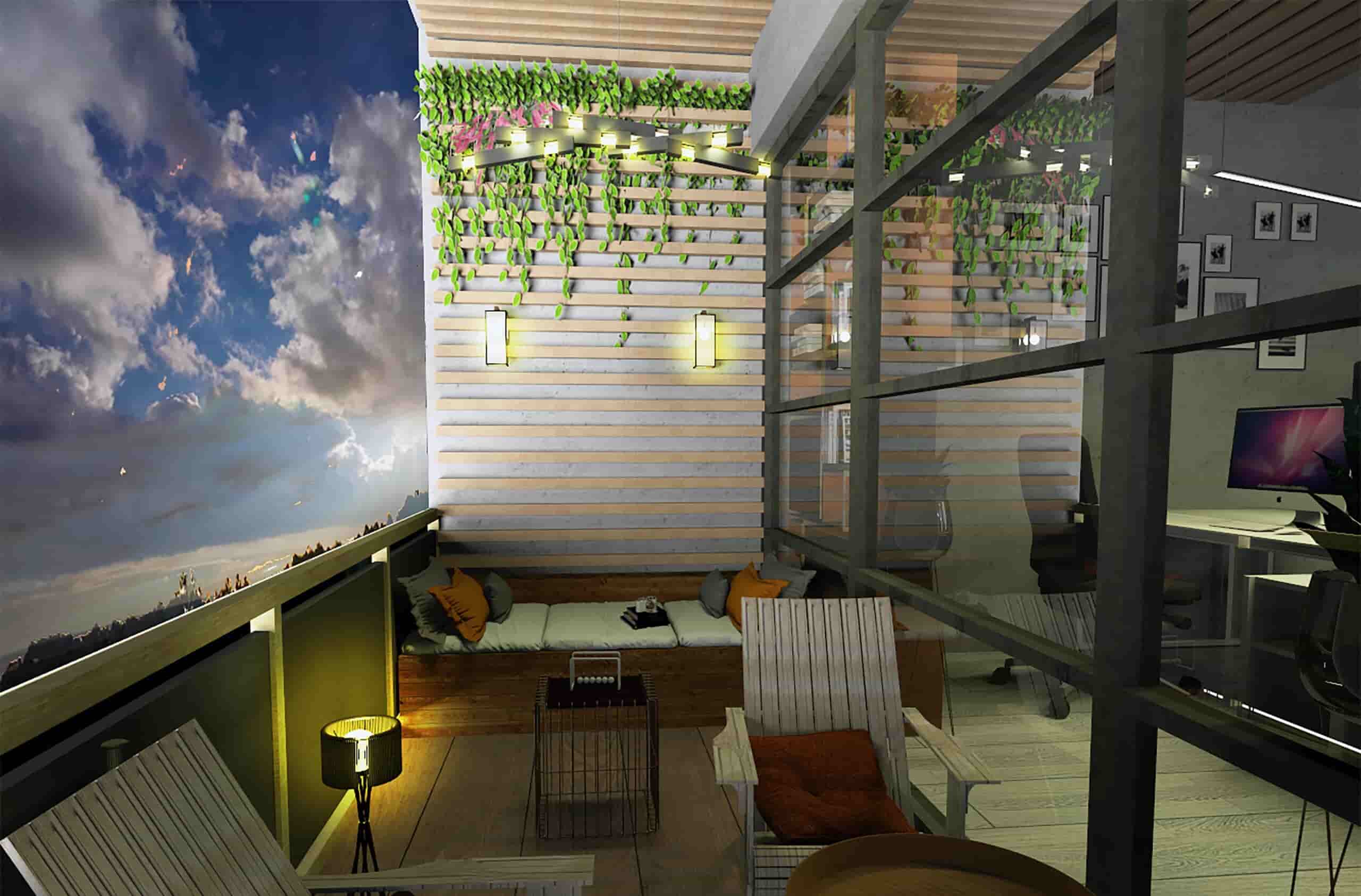 Modern landscape design project in Lahore by Spaces & Places featuring an outdoor terrace, wooden decking, vertical garden, ambient lighting, and sustainable landscape architecture.